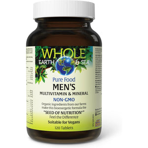Natural Factors Whole Earth & Sea Men'S Multivitamin & Mineral - Daily Health Supplement for Men under 50 - Vegan, Non-Gmo & Gluten-Free - 120 Tablets (60 Servings)