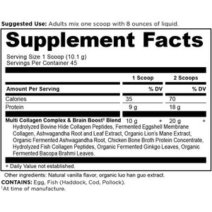 Ancient Nutrition Collagen Powder Protein, Multi Collagen Protein, Hydrolyzed Collagen Peptides Supports Skin and Nails, Joint Supplement (Brain Boost, 45 Servings)