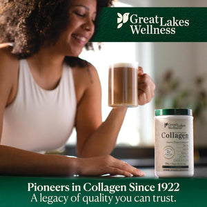 Great Lakes Wellness Collagen Peptides Powder – Supports Skin, Hair, Nails, Joints & Digestion – Hydrolyzed, Quick Dissolve, Non-Gmo, Keto & Kosher – Pure Collagen Protein (16 Oz, 22 Servings)