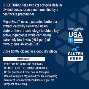 Life Extension Migra-Eeze - Butterbur Root Extract with Vitamin B2 (Riboflavin) & Ginger Supplement - Formula to Ease Head Discomfort - Gluten-Free — 60 Softgels