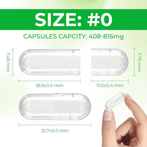 Size 0 Capsules Empty Vegan Plant Based Clear (100 Count) Gluten Free, Non-Gmo, Halal Certified Pill Caps Filling Kit with 2 Spoons for Vegetarian DIY Your Own Supplements