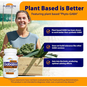 Gabatrol Daily – Plant Based GABA Supplement. Vegetarian and Vegan Friendly (60 Veggie Caps)