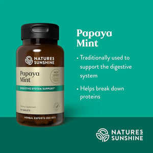 Nature'S Sunshine Papaya Mint Chewable Tablets | Digestive Enzyme Supplement with Papain & Peppermint | Supports Digestion & Fresh Breath | 70 Ct