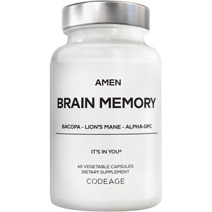 Amen Brain Memory Supplement- Bacopa, Lion’S Mane, Alpha-Gpc, Citicoline, Phosphatidylserine, Rhodiola, Ginkgo, Bioperine, Huperzine a - NSF Certified Cognition & Mind Vitamins, Non-Gmo - 60 Capsules