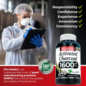 FITO MEDIC'S Lab | Activated Charcoal | 240 Caps | Activated Charcoal Pills