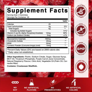 Vitamatic Glucosamine Chondroitin Gummies with MSM & Vitamin E – Joint Support Formula – 60 Pectin-Based Vegan Gummies
