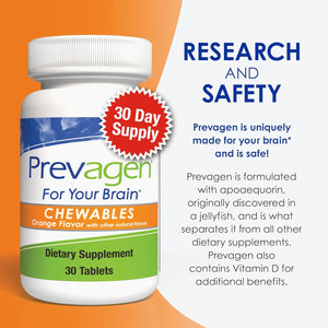 Prevagen Regular Strength Orange Chewables - 60 Tablets (2 Month Supply) | Formulated for Your Brain | 10Mg of Apoaequorin plus Vitamin D3 with 7-Day Pill Minder