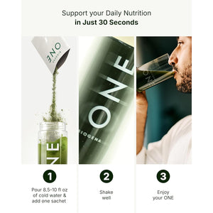 BIOGENA ONE All-In-One Super Greens Powder - 30 Travel Packs + Shaker - Supports Energy Metabolism & Immune Function**- 99 Nutrients with Probiotics, Vitamins & Coq10 - No Added Sugar - Apple-Kiwi