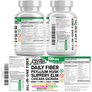 Fiber Supplement Capsules Slippery Elm Psyllium Husk Cascara Sagrada Dandelion Root Turmeric Supplement Aloe Vera Licorice Senna Marshmallow Root Digestive Health Cleanse 90 Pills by Clean Nutra