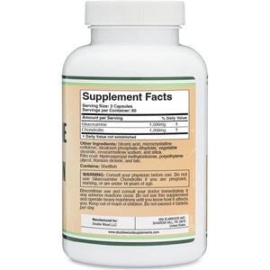 Glucosamine Chondroitin Triple Strength (1,500Mg Glucosamine Sulfate, 1,200Mg Chondroitin) 180 Tablets, Two Month Supply (Joint Support Supplement) Gluten Free, Non-Gmo by Double Wood
