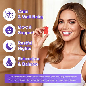 Sugar Free L-Theanine Gummies, L Theanine Supplement for Adults & Kids, L'Theanine with Ashwagandha, Magnesium, 5HTP & GABA - Support Calm, Relax, Zzz, Focus, Vegan Strawberry Flavor, 60 Count
