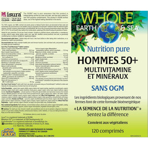 Natural Factors Whole Earth & Sea Men'S 50+ Multivitamin & Mineral - Daily Nutritional Support Multivitamin - Supports Brain Health & Immune System Function - Vegan - 120 Tablets (60 Servings)