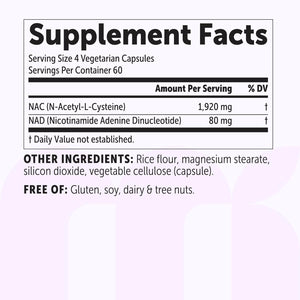 Micro Ingredients NAC with NAD+ 2,000 Mg per Serving, 240 Vegetarian Capsules | 2-In-1 N-Acetyl-L-Cysteine with Nicotinamide Adenine Dinucleotide | Non-Gmo, Gluten Free