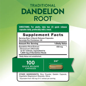 Nature'S Truth Dandelion Root Capsules | 100 Count | Non-Gmo & Gluten Free Supplement