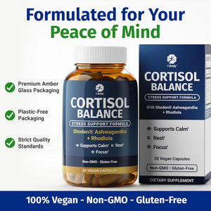 1 Body Cortisol Support for Women & Men – Ashwagandha, Phosphatidylserine & Saffron – Stress Relief, Calm Mood, Balanced Energy & Sleep Support – Vegan
