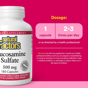 Natural Factors, Glucosamine Sulfate, Supports Healthy Joint Mobility, Cartilage and Connective Tissue, 180 Capsules