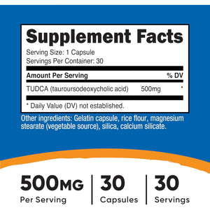 Nutricost Tudca 500Mg, 30 Capsules (Tauroursodeoxycholic Acid) - Premium Quality, Gluten Free