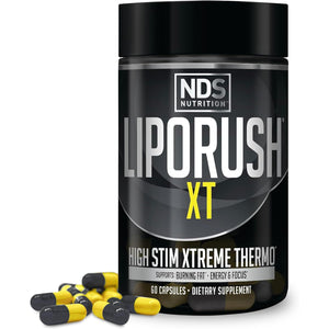 LIPORUSH NDS Nutrition XT - Super Concentrated Thermogenic with L-Carnitine & Teacrine for Shredding Fat - Supports Maximum Energy, Focus, Calorie Burning, Diuretic, Appetite Control (60 Capsules)