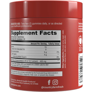 Country Farms Tart Cherry Gummies, Dialy Metabolic Support, Supports Bone Health, Packed with Potent Antioxidants, Cherry Flavor, 60 Gummies