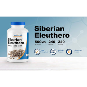 Nutricost Siberian Eleuthero 500Mg, 240 Capsules - Eleutherococcus Senticosus - Gluten Free & Non-Gmo