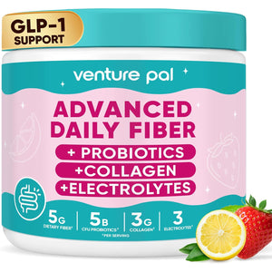6-In-1 Daily Prebiotic Fiber Powder for Gut & Digestive Health, GLP-1 Friendly, Sugar Free Fiber Supplement Powder with Probiotics, Collagen Peptides & Electrolytes - for Women & Men - 7.8 OZ