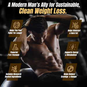 Premium Male Weight Loss - Fat Burner for Men - Supports Healthy Pathways Associated with GLP-1 Activity - Appetite Suppressant, Energy Booster, Helps Sustain Muscle - 60 Unisex Capsules