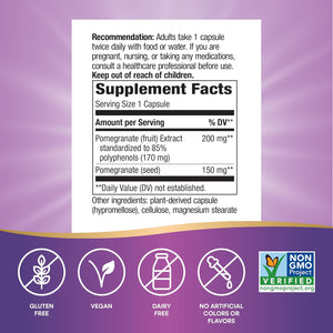 Nature'S Way Pomegranate, Supports Antioxidant Activity*, Standardized Extract, 350 Mg per Serving, Non-Gmo Project Verified, Vegan, 60 Capsules (Packaging May Vary)