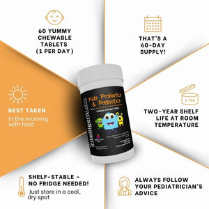 Intelligent Labs Kids/Children Probiotics 6 Billion CFU with Prebiotics, PHGG & FOS, Once-Daily Chewable, Great Taste, 10X Effectiveness, 60-Day Supply, Third-Party Verified