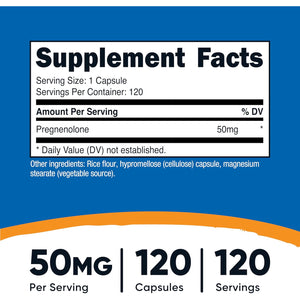 Nutricost Pregnenolone 50Mg, 120 Capsules - Non-Gmo, Gluten Free, Vegetarian Capsules