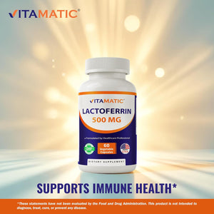 Vitamatic Lactoferrin 500Mg – 60 Vegetable Capsules Promotes Healthy Immune Function