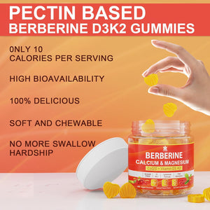 LILICARE Berberine Gummies Sugar Free, Extra Absorption with Liposomal Berberine & Berberine HCI, Calcium, Magnesium, AMPK Activitor for Sugar & Level, Energy, Metabolism,Vegan, Pack of 1