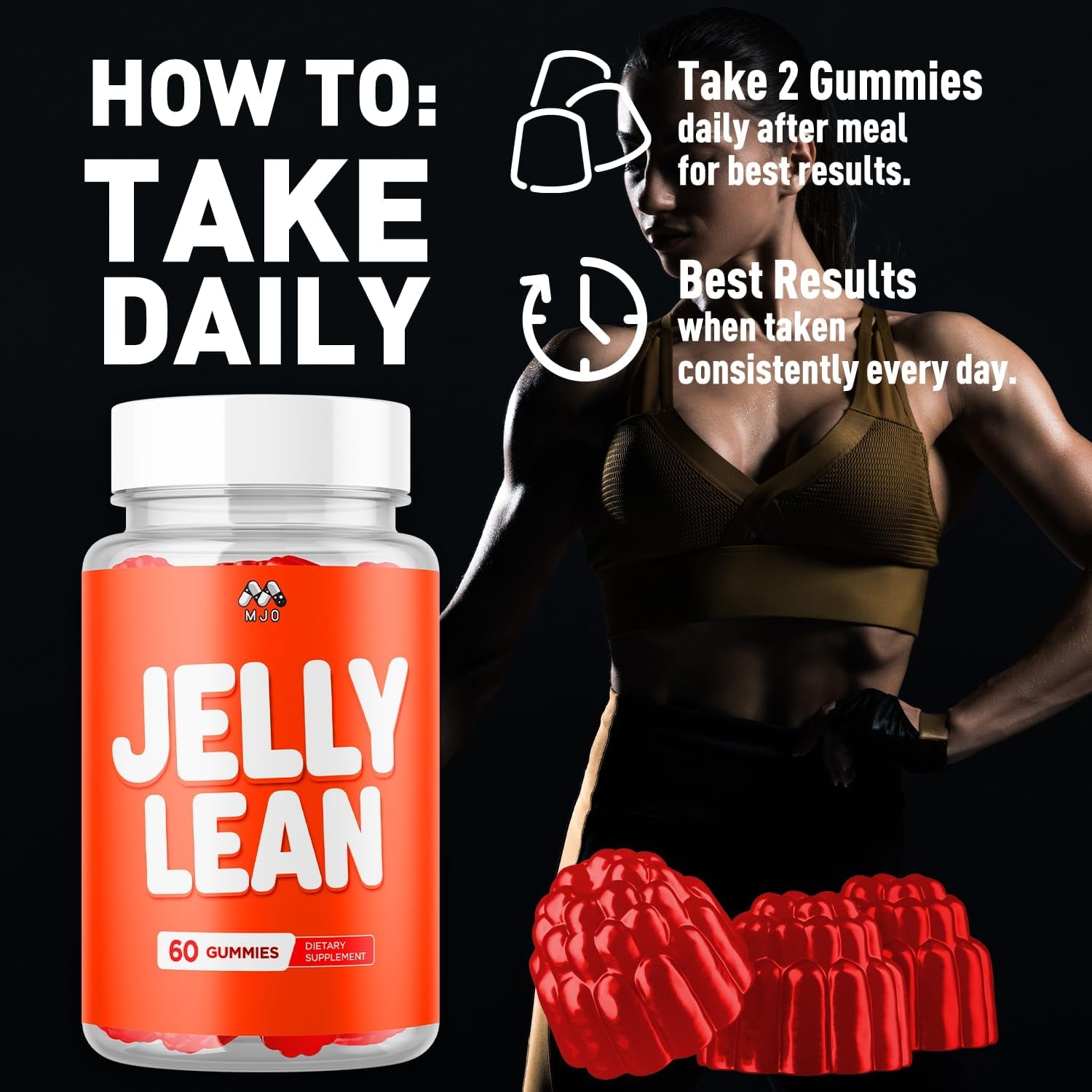 Jelly Lean Gummies, Official Jelly Lean Gummys with All Natural Ingredients, Advanced Jellylean Health and Wellness Vitamin Formula, Maximum Strength Active Lifestyle Multivitamin Support (60 Gummies)