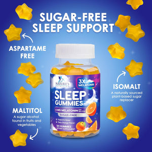 Melatonin Sleep Gummies - Melatonin 6Mg per Serving - Sugar-Free Melatonin Gummy for Adults - Extra Strength Sleeping Gummy Supplement - Supports Restful Sleep - Tasty Orange Flavor - 120 Gummies