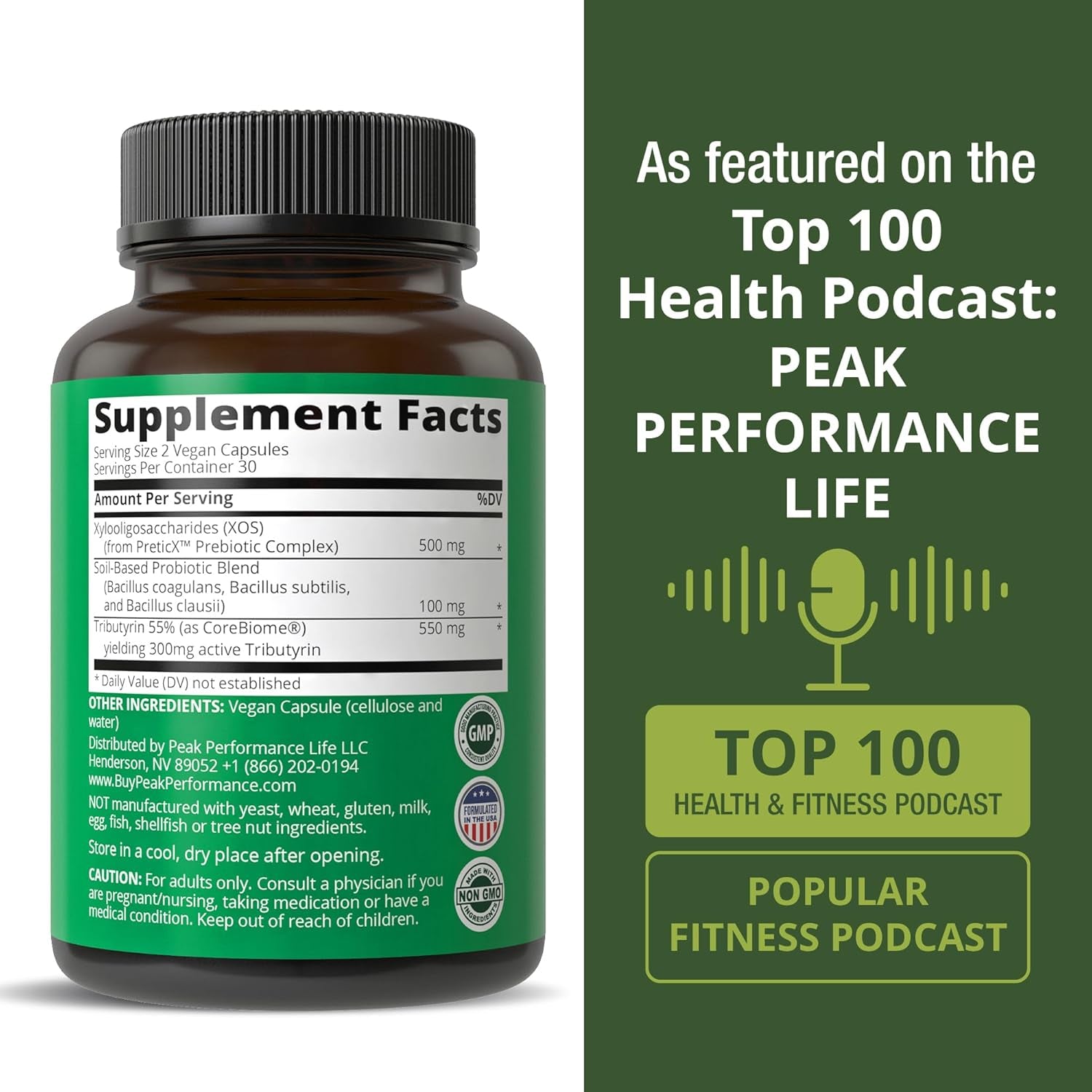 Synbiotic = Prebiotic + Probiotic + Postbiotic 3-In-1 Supplement with Clinically Tested Ingredients - Pre and Probiotics plus Important Tributyrin Corebiome for Gut - 60 Vegan Capsules for Women + Men