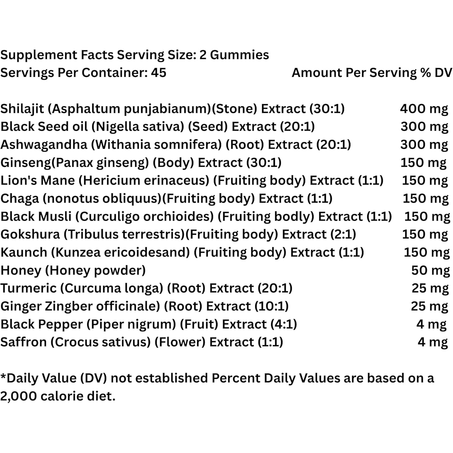 Organic Himalayan Shilajit Gold Gummies for Men and Women, Black Seed Oil, Ashwagandha, Ginseng, Turmeric, Gokshura, Lion'S Mane, Lab Tested, No Sugar Added, Halal, 90Gummy