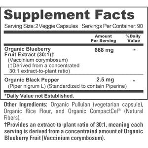 Nusapure Organic Blueberry Capsules, 668 Mg, 180 Veg Capsules (Non-Gmo, Vegan, USDA)