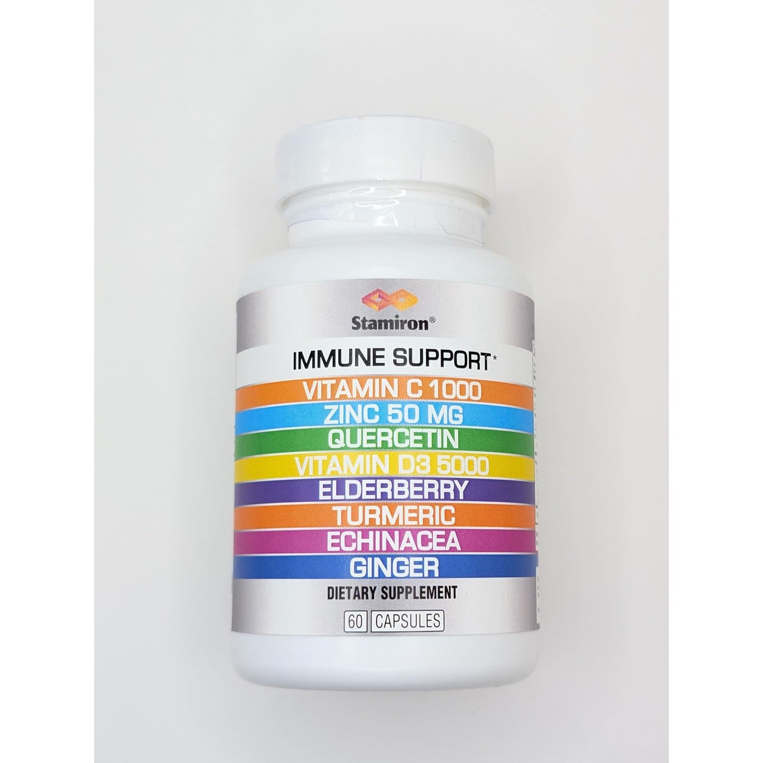 8 in 1 Immune Support with Quercetin Zinc 50Mg Vitamin C 1000Mg Vitamin D3 5000 IU and Elderberry Echinacea Ginger for Adults Kids - VIT D Supplement Veg Capsules