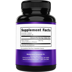 Saffron Supplements for Mood, Energy & Vision Support (3 Month Supply) Pure Saffron Extract 88.5Mg per Serving - Vegan Safe, Gluten Free, Third Party Tested & Non GMO - USA Made (90 Veggie Capsules)