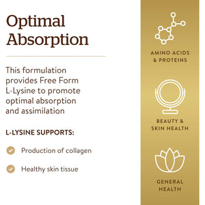 Solgar L-Lysine 1000 Mg, 250 Tablets - Enhanced Absorption and Assimilation - Promotes Integrity of Skin and Lips - Collagen Support - Amino Acids - Non-Gmo, Vegan, Gluten Free - 250 Servings