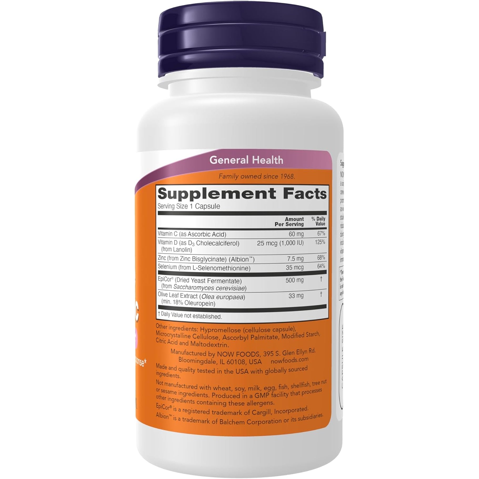 NOW Foods Supplements, Epicor® plus Immunity with Vitamin C, Healthy Immune Support*, 60 Veg Capsules