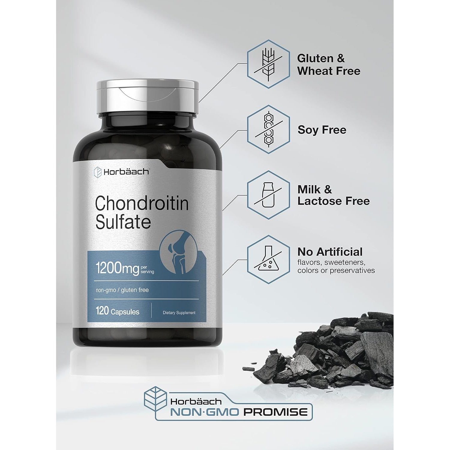 Horbaäch Chondroitin Sulfate 1200Mg | 120 Capsules | Non-Gmo & Gluten Free Supplement