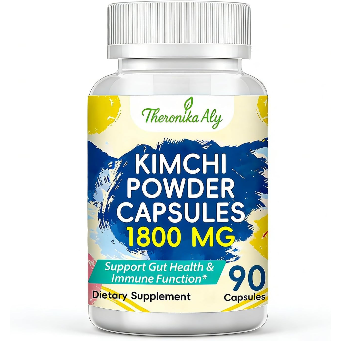 Kimchi Probiotic Capsules, Fermented Kimchi Powder with 10 Billion CFU Probiotics & Prebiotic Inulin, Gut Health & Digestive Support, Fermented Vegetable Superfood Supplement, 90 Vegan Capsules