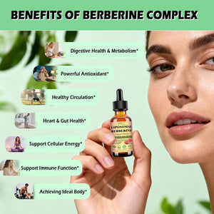 Liposomal Berberine Liquid Drops, 14-In-1 Berberine HCL with Ceylon Cinnamon Chromium Picolinate Magnesium Bitter Melon Milk Thistles | Organic Berberine Complex for Blood Sugar Liver Heart Metabolic