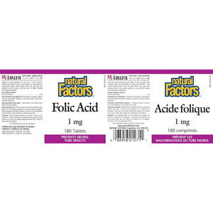 Folic Acid 1Mg (180Tablets) Brand: Natural Factors