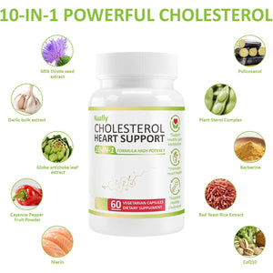 Cholesterol Lowering Supplements & Heart Support with Plant Sterols, Niacin, Red Yeast Rice, Cholesterol Supplements Support Normal Cholesterol Levels 60 Capsules