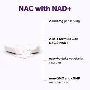 Micro Ingredients NAC with NAD+ 2,000 Mg per Serving, 240 Vegetarian Capsules | 2-In-1 N-Acetyl-L-Cysteine with Nicotinamide Adenine Dinucleotide | Non-Gmo, Gluten Free