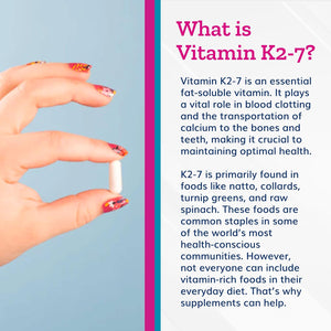 Just Thrive Vitamin K2-7 - Bone, Brain, and Heart Health K2 Vitamin Supplement, 60 Capsules