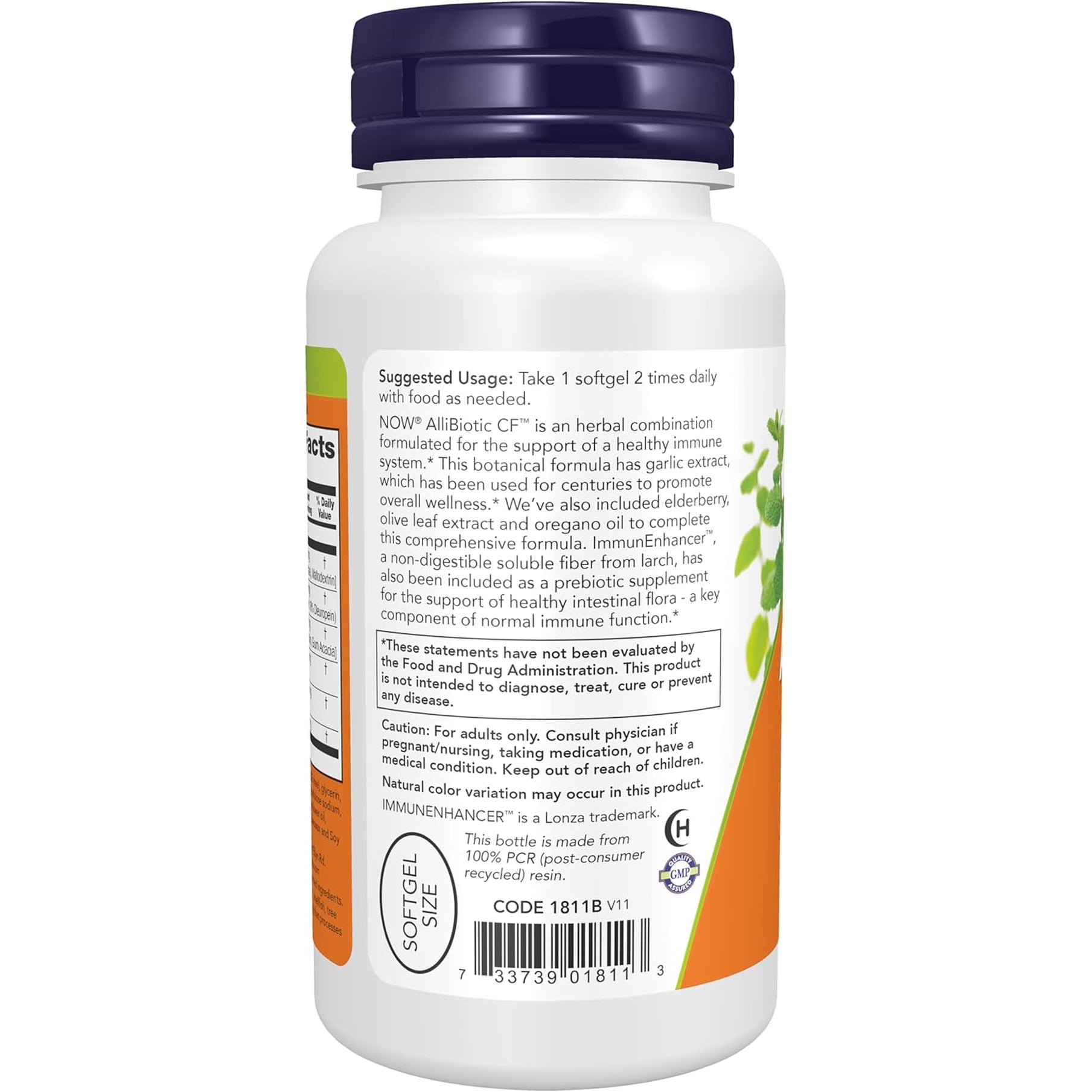 NOW Supplements, Allibiotic CF™, with Garlic Extract, Olive Leaf Extract, Elderberry & Oregano, Non-Drowsy Formula, 60 Softgels