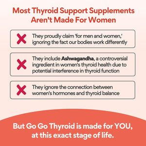 Voomvaya Go Go Thyroid - Thyroid Support for Women 30+ - Female-Focused Hormonal Balance & Thyroid Supplement with Iodine, Selenium & L Tyrosine - 3Rd Party Tested - 60 Capsules