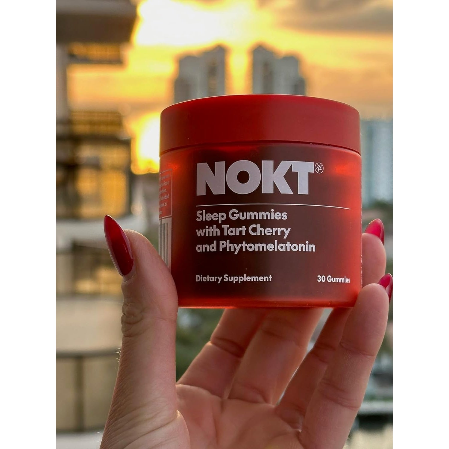 NOKT Sleep Gummies - Tart Cherry & Vegan Melatonin, Sugar-Free, Gluten-Free, Nutritional Supplement, 30 Gummies, Tart Cherry Flavor, Gummy Form, Deep Restorative Sleep Support